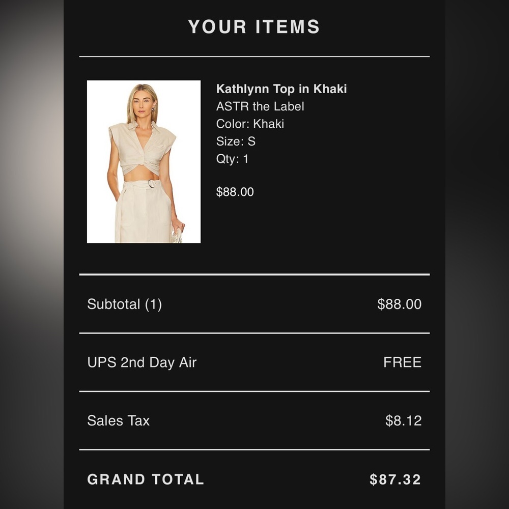 ASTR the Label Kathlynn Sleeveless Crop Top in Khaki - Size Small - Picture 16 of 16